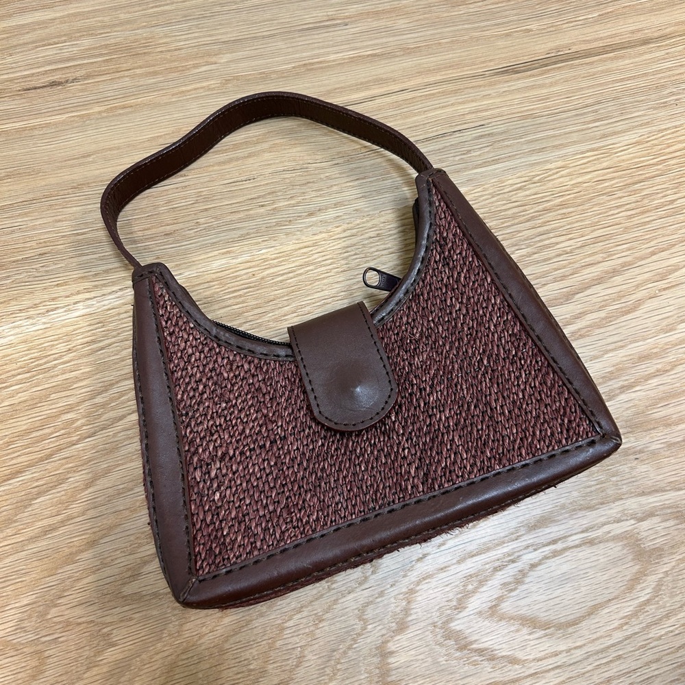 Brown/burgundy small hand bag - woven hand bag- purse